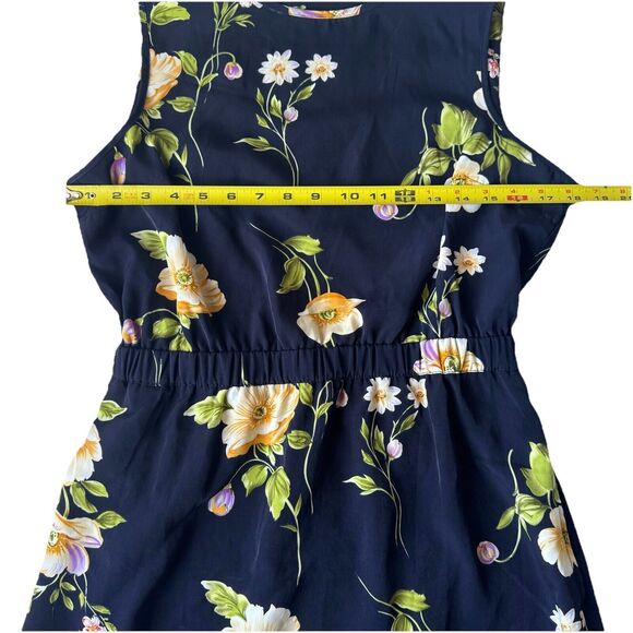 Urban Outfitters ByCorpus Blue Black Floral Scalloped Open Back Dress Pockets L - Picture 4 of 15